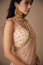 Load image into Gallery viewer, PINK JAAL WORK SAREE SET