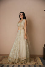 Load image into Gallery viewer, GREY ORGANZA JAAL WORK LEHENGA SET