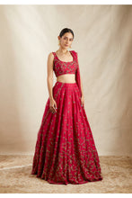 Load image into Gallery viewer, CARAMINE PINK RAWSILK LEHENGA SET