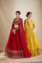 Load image into Gallery viewer, Red Chanderi Silk Crepe Embroidered Lehenga Set