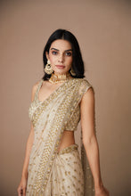 Load image into Gallery viewer, OFF WHITE BOOTI SAREE SET