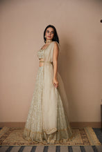Load image into Gallery viewer, GREY ORGANZA JAAL WORK LEHENGA SET
