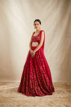 Load image into Gallery viewer, CARAMINE PINK RAWSILK LEHENGA SET