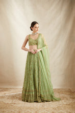 Load image into Gallery viewer, MINT GREEN JAAL WORK LEHENGA SET