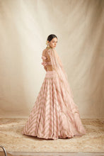 Load image into Gallery viewer, BLUSH PINK RAWSILK ZIGZAG LEHENGA SET