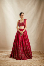 Load image into Gallery viewer, CARAMINE PINK RAWSILK LEHENGA SET
