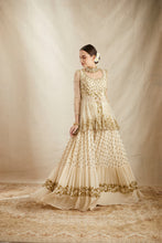 Load image into Gallery viewer, OFF WHITE WITH GOLD WORK PEPLUM AND SHARARA SET