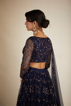 Load image into Gallery viewer, NAVY BLUE HEAVY DOUBLE BORDER LEHENGA SET
