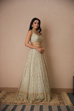 Load image into Gallery viewer, GREY ORGANZA JAAL WORK LEHENGA SET