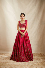 Load image into Gallery viewer, CARAMINE PINK RAWSILK LEHENGA SET