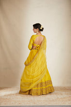 Load image into Gallery viewer, Mustard Chanderi Silk Crepe Bead Embroidered Lehenga Set