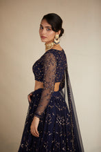 Load image into Gallery viewer, NAVY BLUE HEAVY DOUBLE BORDER LEHENGA SET
