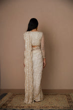 Load image into Gallery viewer, WHITE NET THREADWORK SAREE SET