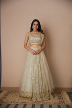 Load image into Gallery viewer, GREY ORGANZA JAAL WORK LEHENGA SET
