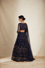 Load image into Gallery viewer, NAVY BLUE HEAVY DOUBLE BORDER LEHENGA SET