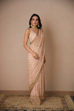 Load image into Gallery viewer, PINK JAAL WORK SAREE SET