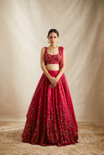 Load image into Gallery viewer, CARAMINE PINK RAWSILK LEHENGA SET