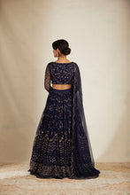Load image into Gallery viewer, NAVY BLUE HEAVY DOUBLE BORDER LEHENGA SET