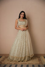 Load image into Gallery viewer, GREY ORGANZA JAAL WORK LEHENGA SET