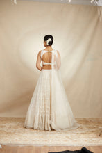 Load image into Gallery viewer, WHITE ORGANZA THREADWORK LEHENGA SET