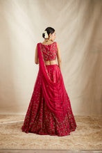 Load image into Gallery viewer, CARAMINE PINK RAWSILK LEHENGA SET