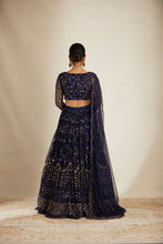 Load image into Gallery viewer, NAVY BLUE HEAVY DOUBLE BORDER LEHENGA SET
