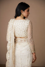 Load image into Gallery viewer, WHITE NET THREADWORK SAREE SET