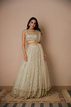 Load image into Gallery viewer, GREY ORGANZA JAAL WORK LEHENGA SET
