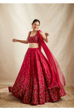 Load image into Gallery viewer, CARAMINE PINK RAWSILK LEHENGA SET