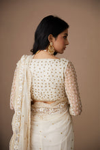 Load image into Gallery viewer, WHITE NET THREADWORK SAREE SET