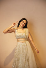 Load image into Gallery viewer, GREY ORGANZA JAAL WORK LEHENGA SET