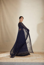 Load image into Gallery viewer, NAVY BLUE HEAVY DOUBLE BORDER LEHENGA SET