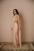 Load image into Gallery viewer, PINK JAAL WORK SAREE SET