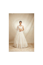 Load image into Gallery viewer, WHITE ORGANZA THREADWORK LEHENGA SET