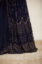 Load image into Gallery viewer, NAVY BLUE HEAVY DOUBLE BORDER LEHENGA SET