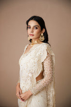 Load image into Gallery viewer, WHITE NET THREADWORK SAREE SET