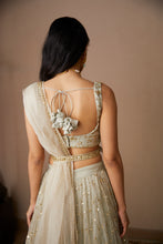 Load image into Gallery viewer, GREY ORGANZA JAAL WORK LEHENGA SET