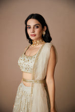 Load image into Gallery viewer, GREY ORGANZA JAAL WORK LEHENGA SET