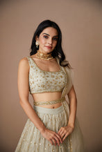 Load image into Gallery viewer, GREY ORGANZA JAAL WORK LEHENGA SET