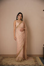 Load image into Gallery viewer, PINK JAAL WORK SAREE SET
