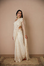 Load image into Gallery viewer, WHITE NET THREADWORK SAREE SET