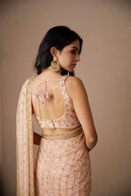 Load image into Gallery viewer, PINK JAAL WORK SAREE SET