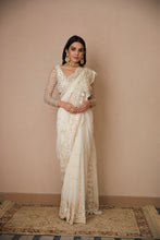 Load image into Gallery viewer, WHITE NET THREADWORK SAREE SET
