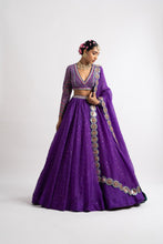 Load image into Gallery viewer, Purple Silk Organza Lehenga Set