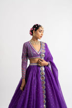 Load image into Gallery viewer, Purple Silk Organza Lehenga Set