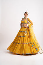 Load image into Gallery viewer, Yellow Noodle Strap Multi Tier Lehenga Set