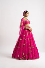 Load image into Gallery viewer, Fuschia Multi Tier Lehenga Set