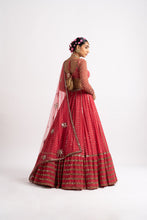 Load image into Gallery viewer, Deep Coral Single Tier Lehenga Set