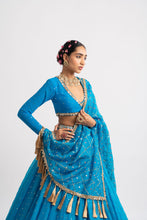 Load image into Gallery viewer, Firozi Silk Organza Heavy Dupatta Lehenga Set