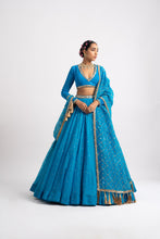 Load image into Gallery viewer, Firozi Silk Organza Heavy Dupatta Lehenga Set